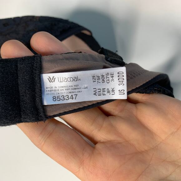 Wacoal Style Standard Contour Bra Black Lace Size 34DDD 853347 - Picture 4 of 5